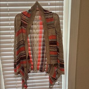 Striped Multicolor Open Front Sweater